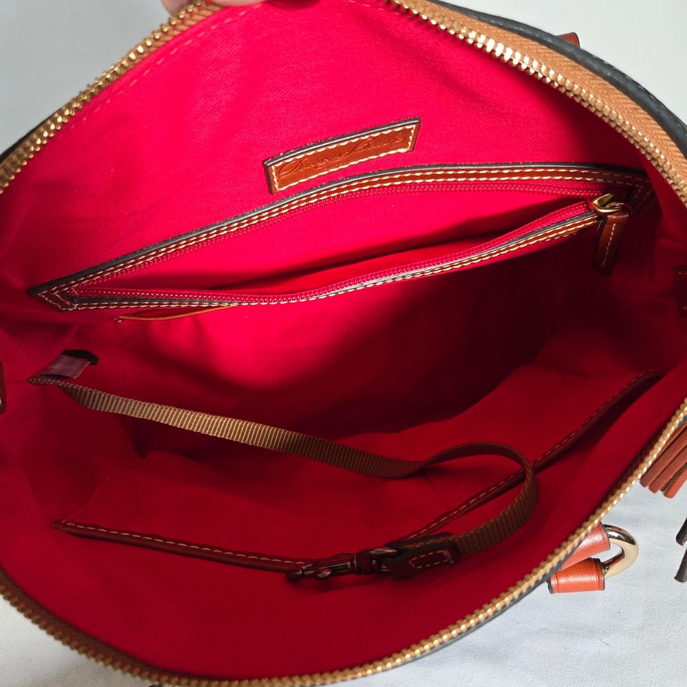 Dooney & Bourke Black Suede Leather Satchel Crossbody Bag Tassels & Dust Bag - Picture 8 of 11
